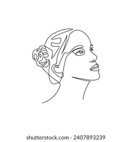 Woman portrait drawn in line art style
