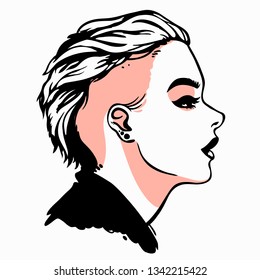 woman portrait with a fashionable hairstyle