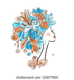 Woman portrait with hairstyle for christmas carnival