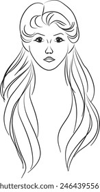 A woman portrait hand-drawn illustration: a beautifully detailed and expressive artwork capturing feminine grace and individuality, perfect for art lovers and collectors.