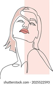 Woman portrait. Line art vector for printing on the bags, shirts,  banners