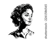 Woman portrait, woman logo on white background, vector
