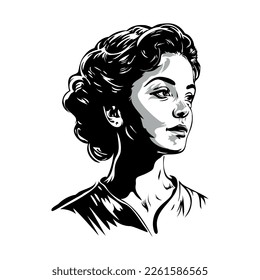 Woman portrait, woman logo on white background, vector