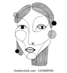 Woman portrait in modern abstract style. Hand drawn vector
illustration for your contemporary fashion design.