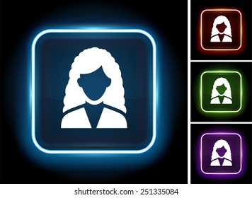 Woman Portrait  on  Color Square Buttons