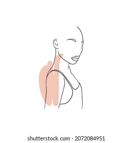 Woman portrait in One line continuous style drawing with colorful shapes. Hand drawn abstract linear sketch of woman. Minimal art. Trendy style. Beauty and simple. Logo design. Vector illustration. 