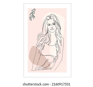 Woman portrait one line. Continuous line trendy illustration