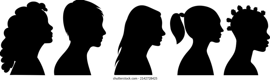 woman portrait in profile silhouette isolated vector