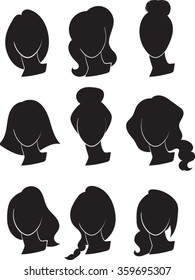 Woman Portrait Silhouettes - Vector Illustration