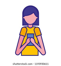woman portrait using smartphone