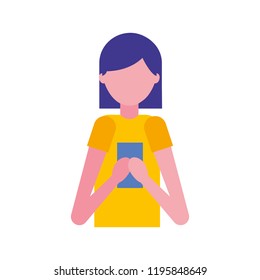 woman portrait using smartphone