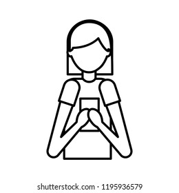 woman portrait using smartphone