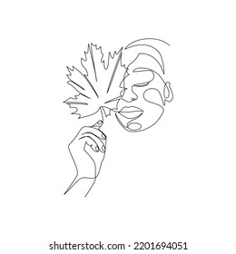 Woman portrait vector illustration drawn in line art style