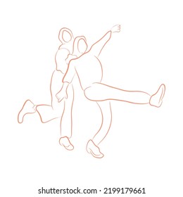 Woman pose line art style. Vector illustration