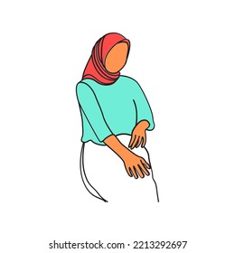 Woman pose line art style. Vector illustration