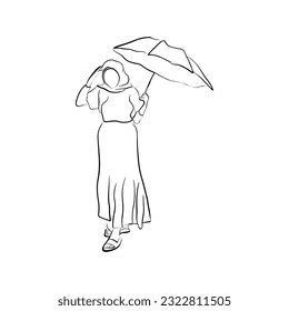 Woman pose line art style. Vector illustration