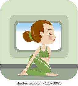 Woman in  pose practicing yoga