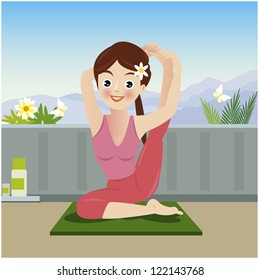 Woman in pose practicing yoga