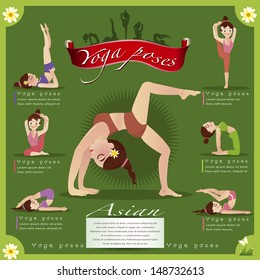 Woman in pose practicing yoga.vector illustration