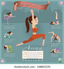 Woman in pose practicing yoga.vector illustration