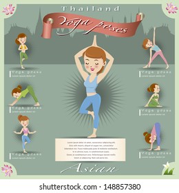 Woman in pose practicing yoga.vector illustration
