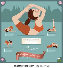 Woman in pose practicing yoga.vector illustration