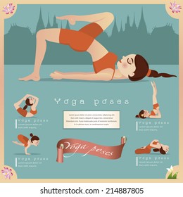 Woman in pose practicing yoga.vector illustration