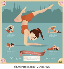 Woman in pose practicing yoga.vector illustration