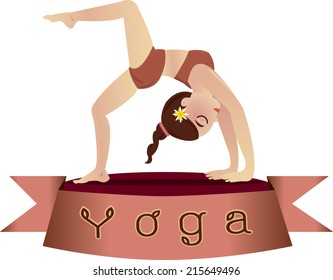 Woman in pose practicing yoga.vector illustration