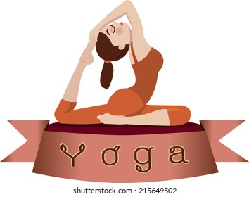 Woman in pose practicing yoga.vector illustration