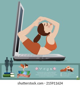 Woman in pose practicing yoga.vector illustration