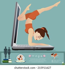 Woman in pose practicing yoga.vector illustration