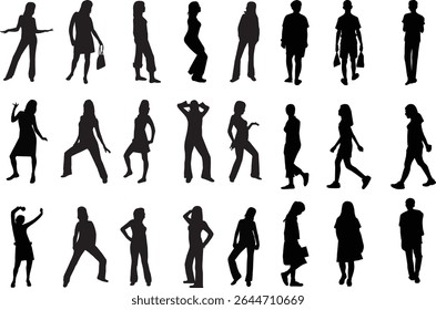 woman pose silhouette design vector set