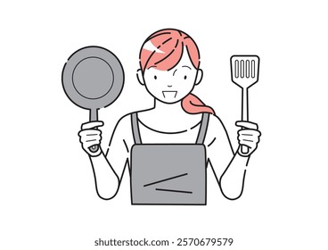 A woman posing with cooking utensils