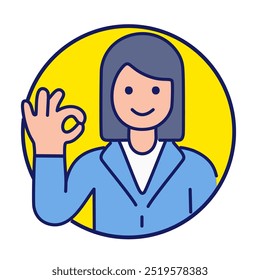 Woman posing OK color and circle