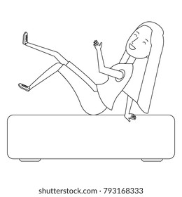 woman posing on sofa