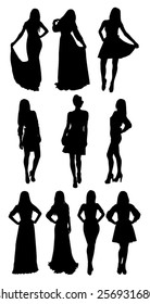 Woman posing silhouettes