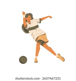 woman posing throw a bowling ball illustration
