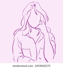 Woman posing vector for card, decoration, illustration