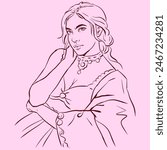 A woman posing vector for illustration, card, decoration