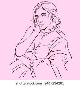 A woman posing vector for illustration, card, decoration