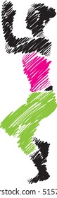 woman posture yoga brush stroke illustration 