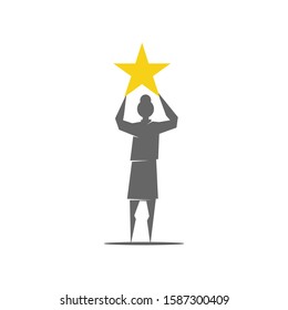 Woman power Bring Star logo vector illustration icon symbol