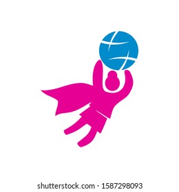 Woman power Bring Word Superhero logo illustration icon symbol