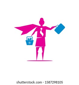 Woman power Business Mom logo vector illustration icon symbol