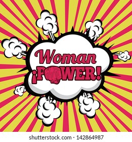 Woman Power Comics Over Grunge Background  Vector Illustration