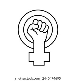 woman power fist feminism line icon vector. woman power fist feminism sign. isolated contour symbol black illustration