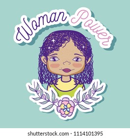 Woman power girl cartoon