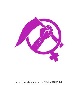Woman power Hang Bring Flag logo vector illustration icon symbol