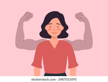 Poder femenino, autoconfianza, alta Ilustración vectorial de concepto de autoestima.